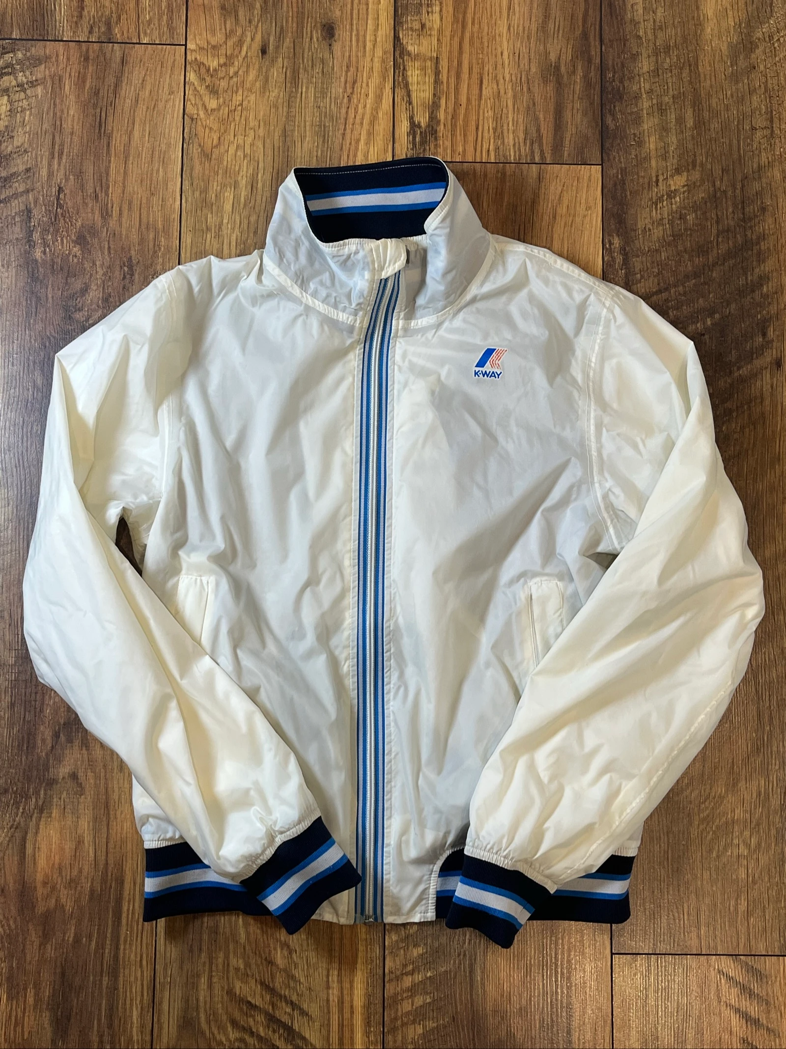 Coupe-vent blanc logo brodé col montant - K-Way - taille M - bon état